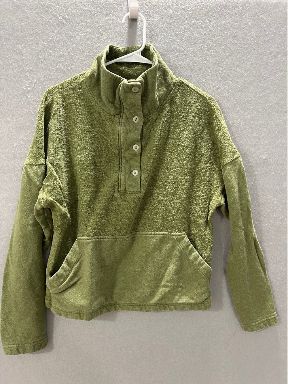 REI Co-op Green Hemp & Cotton Blend Kangaroo pocket pullover sweater XS